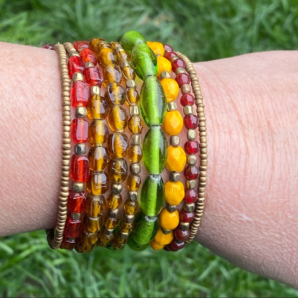 Multi Layer Bead Wrap Bracelet Boho Hippy Chic Gy… - image 2